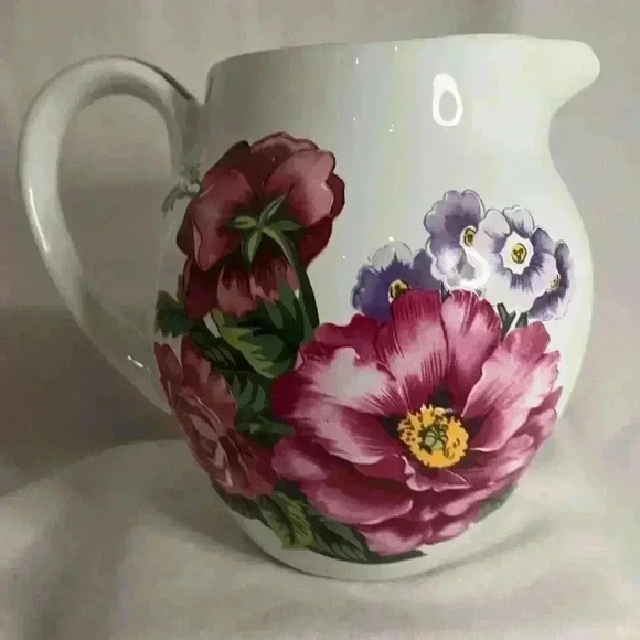Large Floral  ceramic pitcher/jug - Picture 1 of 6